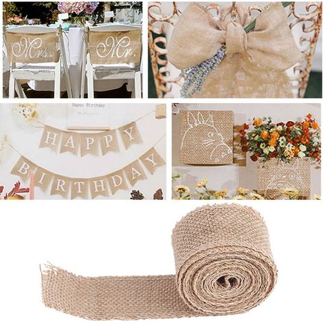 Rouleau de toile de jute décorative en toile de jute pour créations de Noël et ornements festifs (largeur : 5 cm)