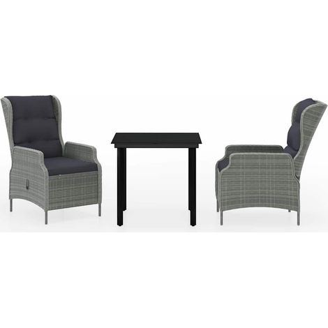 Maison Exclusive - Set da Pranzo da Giardino 3 pz Grigio Chiaro (1/5)