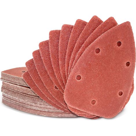 60 Pièces Feuilles Abrasives Papier Abrasif Triangles 6 trous Mixpack 10 x 60 80 100 120 180 240 Grains Feuille de Ponçage pour Ponceuse Électrique (1/5)