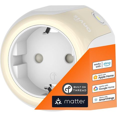 Prise Connectée Matter, Thread Prises Intelligente Compatible avec Alexa, HomeKit, Google Home, Commande Vocale, Contrôle à Distance, Réponse Rapide, peut étendre le Réseau Thread, 16A (1/5)