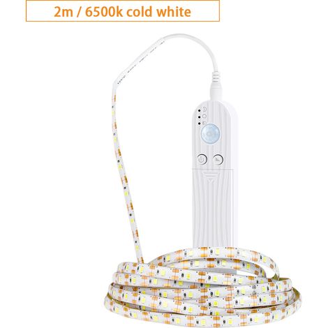 Ruban LED réglable 2 m 120 LED détecteur de mouvement PIR, corde lumineuse pour télévision ordinateur fond de bureau maison cuisine éclairage décoratif (1/2)