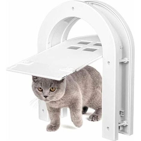 Chatière blanche, porte intérieure pour chats jusqu'à 9 kg, facile à installer, portes intérieures et extérieures pour animaux, chatière avec rabat, c (1/5)