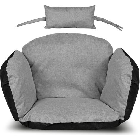 Cuscino da giardino 113x112 cm per sedia sospesa, nido di cicogna, impermeabile, grigio