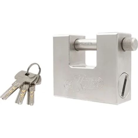 Lucchetto antiscasso monoblocco in acciaio carbonitrurato con trattamento anticorrosivo -66 mm
