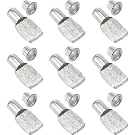 100 fixations, supports, chevilles et équerres de fixation en métal nickelé pour étagères et meubles, accessoires de bureau – 7 mm x 25 mm (1/5)