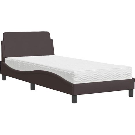 Maison Exclusive - Letto con Materasso Dover Marrone Scuro 80x200 cm in Tessuto (1/5)