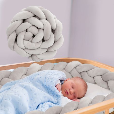 SWANEW Cornice per lettino a serpentina tessuta a mano resistente e lavabile grigio 2M