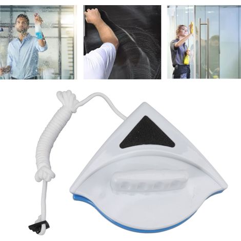 Nettoyeur Magnétique pour Fenêtres Double Face - Modèle Triangle pour Vitres de 3 à 10mm - Ensemble de 7 Pièces avec Fibre et Languette Élastique (1/5)
