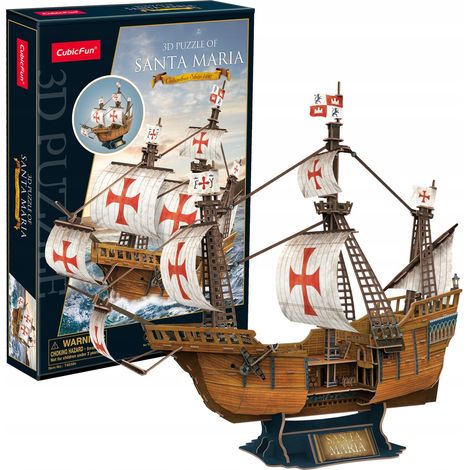 Rompecabezas 3D Cubic FUN del barco de vela Santa María, 204 piezas T4038h (1/5)