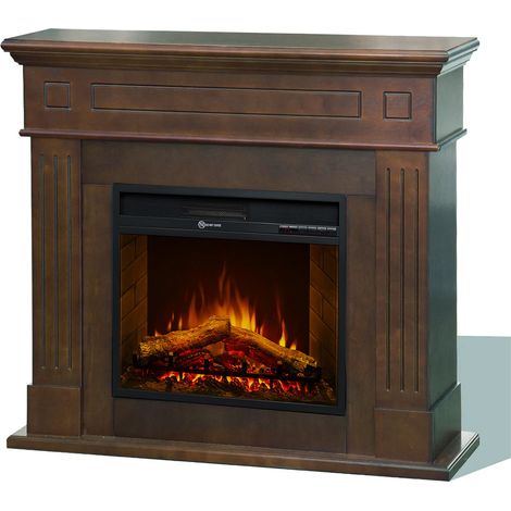Camino Elettrico Lentella, Caminetto Superficie Riscaldabile 30 m2, Potenza (kw) 0.9/1.8, Indoor, 110x36x100h cm Marrone Noce (1/5)