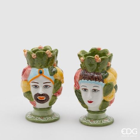 EDG Enzo De Gasperi Portacandela Sicily H 11 Cm D 11 Cm Lui o Lei 1 Pz  Multicolor
