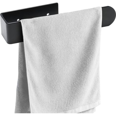 BillyBath Portasciugamani Bagno Nero senza foratura, strofinacci, porta asciugamani ospiti, porta asciugamani da bagno, supporto autoadesivo per cucina e bagno (20 cm) (1/5)