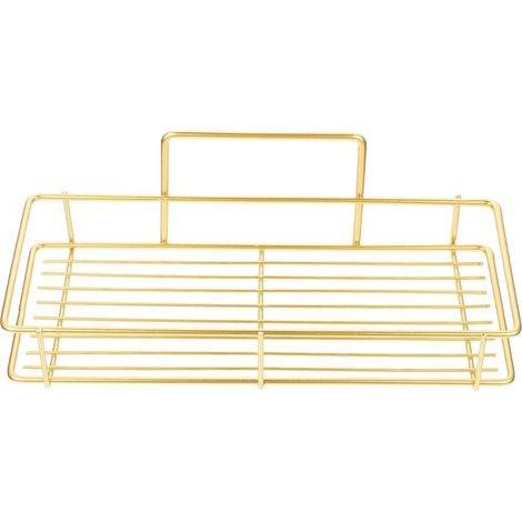 Petite étagère de salle bain, sans perçage, support rangement en métal avec ventouse dorée pour la (1/5)