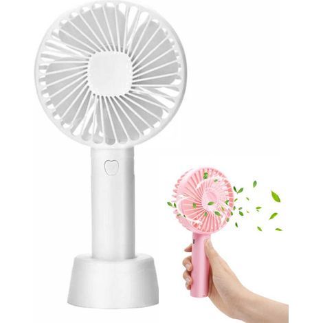 Mini ventilateur portable avec support de table, rechargeable par USB, blancblanc (1/5)