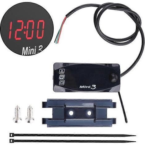 Horloge numérique 3 en 1 avec affichage LED : thermomètre, voltmètre et affichage LED pour moto. (1/5)