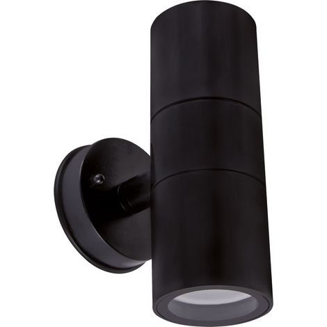 Gartenwandleuchte für den Außenbereich, hermetisch, schwarz, röhrenförmig, oben und unten, 2xGU10 7W IP54, Gordon Struhm (1/2)