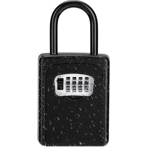Coffre-fort à clés, boîte de rangement pour clés à combinaison à 4 chiffres avec code réinitialisable, coffre-fort portable pour poignée de porte, agents immobiliers, entrepreneurs (1/5)