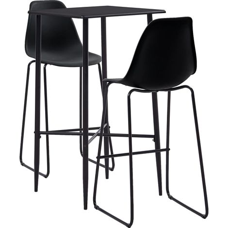 3-tlg. Bar-Set Kunststoff Schwarz