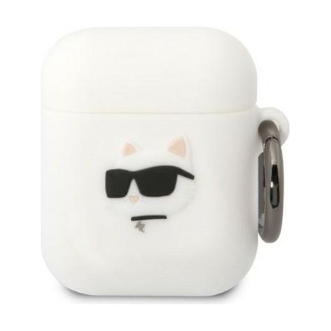 Karl Lagerfeld KLA2RUNCHH AirPods 1/2 Hülle weiß/weiß Silikon Choupette Kopf 3D (1/3)
