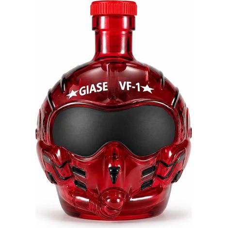 (A) Carafe à whisky en forme de casque de pilote de chasse Top Gun, bouteille en verre rouge, objet de décoration original pour bar, cadeau de collection (1/5)
