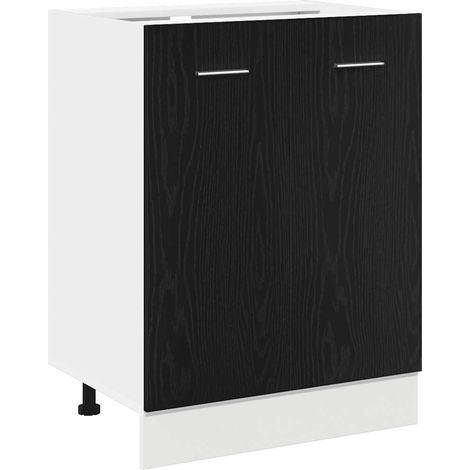 Meuble Bas Chêne Noir 60x46x81,5 cm Bois Contreplaqué CFW30543
