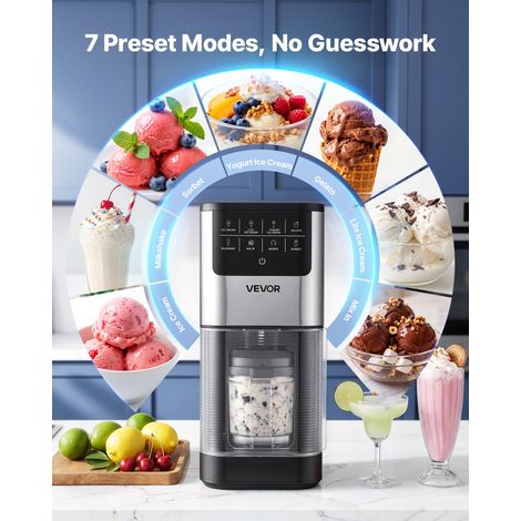 Sorbetière 7 en 1, Machine à Glace Gelato Sorbet Milkshake Yaourt Glacé et Glace Allégée, pour Desserts Glacés Maison, Turbine à Gl… (1/5)
