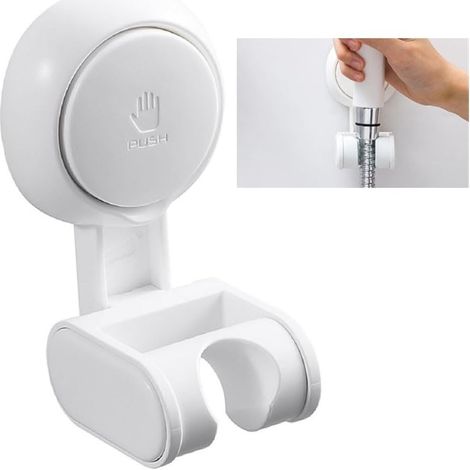 Support mural réglable pour pommeau de douche avec ventouse, support de douchette pivotant à 360° pour murs de salle de bain (1/5)