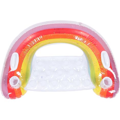 Rainbow Inflatable Chair Float U Seat Inflatable Single Person Swimming Pool Floating Raft Lounger Seat for Beach Lake (1/5)