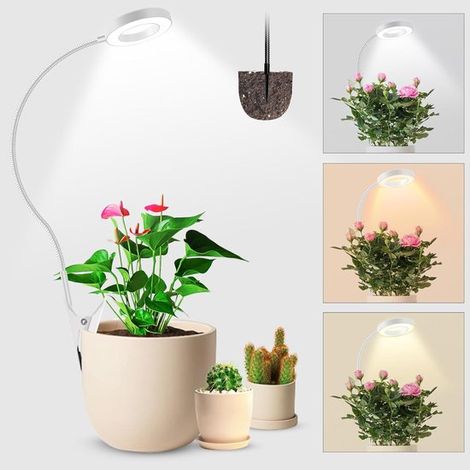 Lampe de croissance pour plantes d'intérieur 2 en 1 - Extérieur blanc - Éclairage horticole - Bras rotatif à 360° - Trois niveaux de luminosité - Minuterie (1/5)