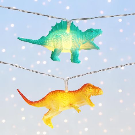 Guirlande lumineuse féérique de 2 mètres avec 10 LED, motif dinosaure, lampe décorative pour les fêtes et les chambres d'enfants. Idéale pour les veilleuses. (1/5)