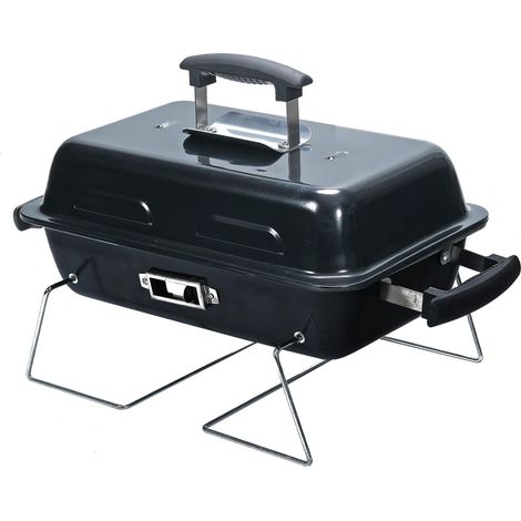 Gril de table pliant compact barbecue extérieur 36 x 56 x 30,5 cm usage pratique transport facile en acier noir (1/3)