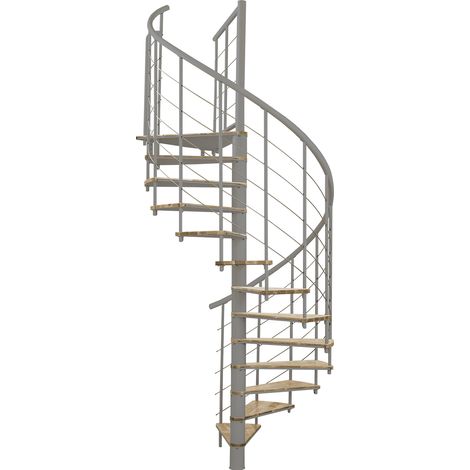 Minka Spindeltreppe Fusion 37 - 295cm Geschosshöhe Eiche Grau 160cm Durchmesser