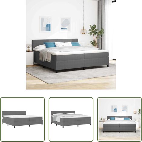 vidaXL Lit rectangulaire - Lit à ressorts Gris clair et blanc 200 x 200 cm (1/5)