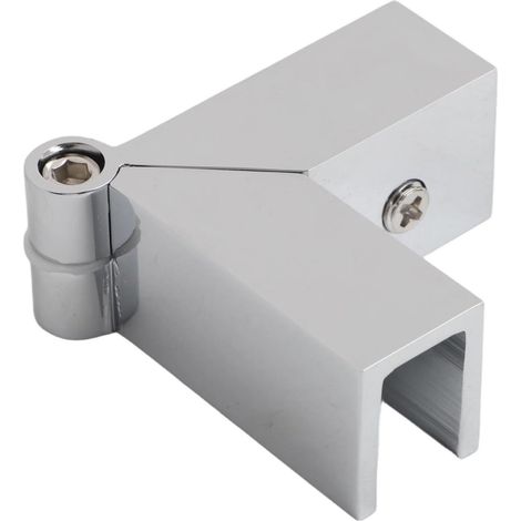 Support de porte de douche en verre en laiton massif, finition chrome dépoli poli, compatible avec les verres de 8 à 12 mm, fixation murale. (1/5)