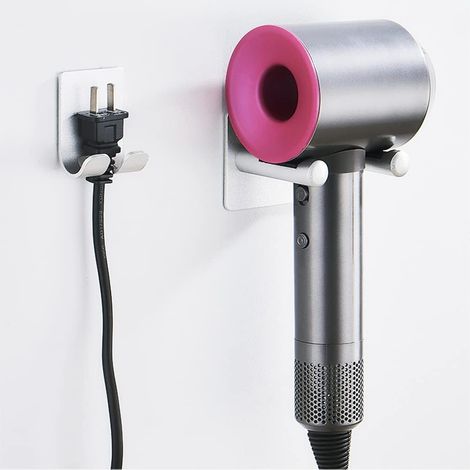 Supporto per asciugacapelli, supporto adesivo per asciugacapelli da parete, compatibile con i supporti per asciugacapelli Dyson (non richiede foratura), gancio porta asciugacapelli per il bagno