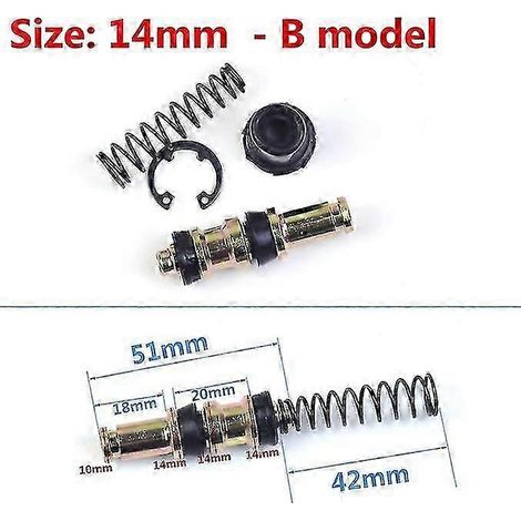 Kit de réparation de piston de maître-cylindre pour pompe d'embrayage et de frein de moto (11 mm, 12,7 mm, 14 mm, 16 mm) - Accessoires de réparation (1 jeu : 14 mm - B) (1/5)