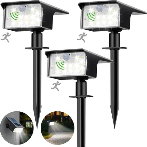 Lot de 3 Lampe Solaire Exterieur Detecteur de Mouvement, 62 LED Spot Solaire Exterieur 3 Modes Eclairage Exterieur Solaire, Etanche IP65 Lumiere Solaire pour Jardin Allée Chemin Blanc Froid (1/5)