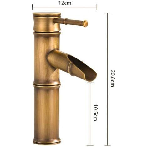 FOREHILL Retro-Wasserfallarmatur in Bambusform für Bad und Küche mit einstellbarer Warm- und Kaltwassermenge, Bronze (1/4)