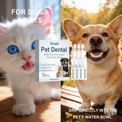 Solution d'hygiène bucco-dentaire pour animaux de compagnie, pour un nettoyage quotidien, convient aux chats et aux chiens, rafraîchit et purifie l'haleine -- 7 ml (1 ml x 7) (1/5)