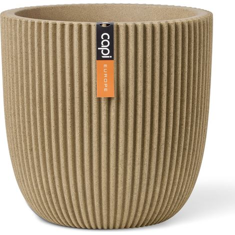 Capi Europe Übertopf Groove NL Kugel Beige mit Isolierschicht Ø 35 - Kunststoff