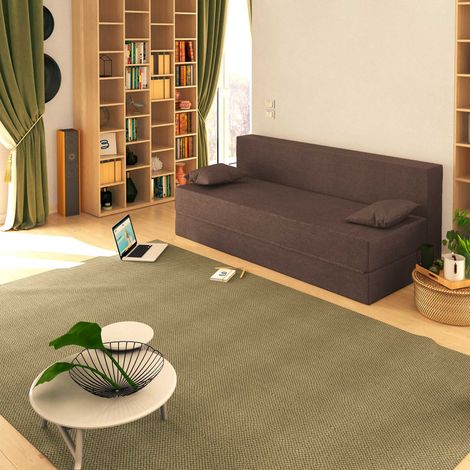 Baldiflex Divano Letto Morbido TreTris 3 Posti che diventa 3 Posti letto colore Seppia
