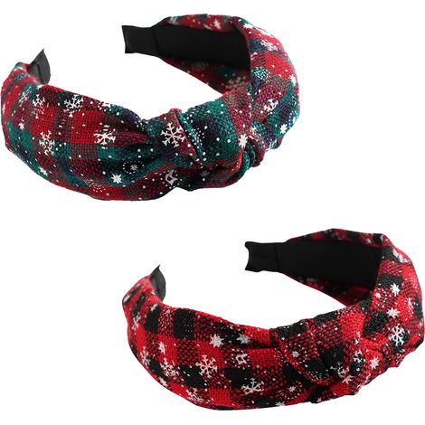 Cinta Para El Cabello Con Forma De Copo De Nieve - Diseño Festivo De Cuadros - Para Navidad Y Fiesta - 2 Unidades (1/5)