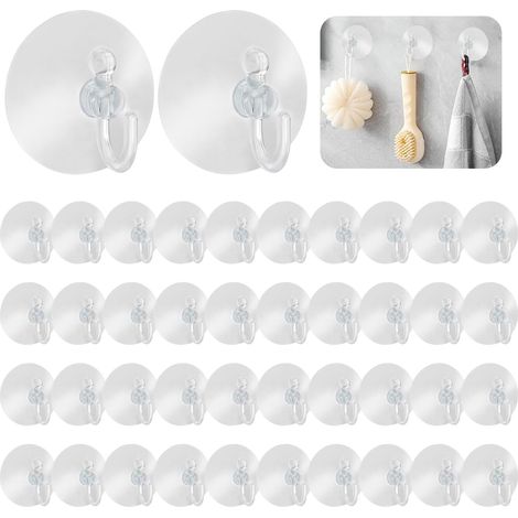 40 ganchos reutilizables de goma con ventosa, sin necesidad de taladrar, para ventanas, baño y cocina.