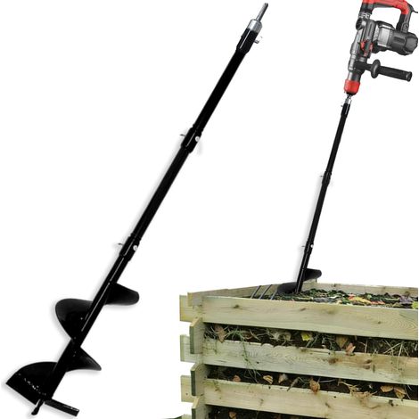 Foret tarière de jardin pour plantation de 97,8 cm, tarière de jardin et outil de mélange, creuseuse de trou de poteau, foret en spirale avec adaptateur, convient pour une variété de mélangeurs, outil (1/5)