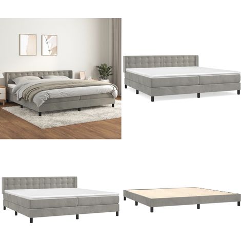 Boxspringbett mit Matratze Hellgrau 200x200 cm Samt - Samtbett - Boxspringbett - Doppelbett - Bettauflage - Luxusbett - Home & Living (1/5)
