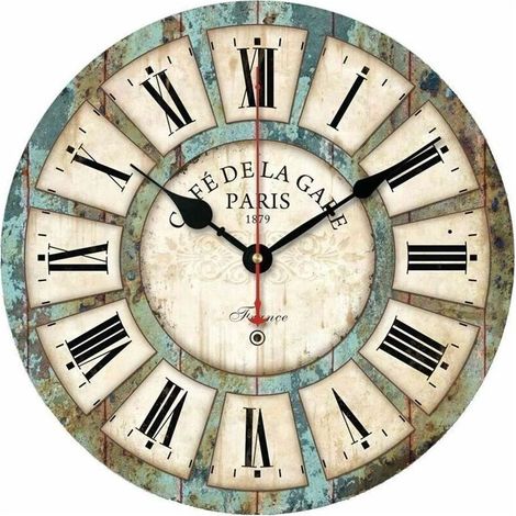 Horloge murale vintage 3D, sticker mural sans cadre autocollant avec cadran, pour salon et chambre, dimensions 30 x 30 cm (1/5)