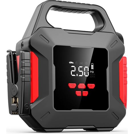 Booster de batterie 12V 12000mAh – Courant de crête 1800A – Gonflage rapide 150 PSI – Lampe LED intégrée