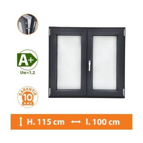 Fenêtre 2 Vantaux Gris - H.115 x l.100 cm (1/5)