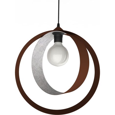 LUMICOM  NUCLEO Sospensione, 1X E27, max 42W, metallo, marrone corten/foglia argento, D.40cm (1/4)