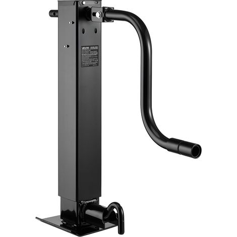 VEVOR Gato para Remolque Cuadrado para Soldar, Capacidad de Carga de 5443 kg, Carrera de 330 mm, con Manivela, Pie Ajustable, Eleva hasta 67,4 cm, para Remolques de Caravanas, Utilitarios y Yates